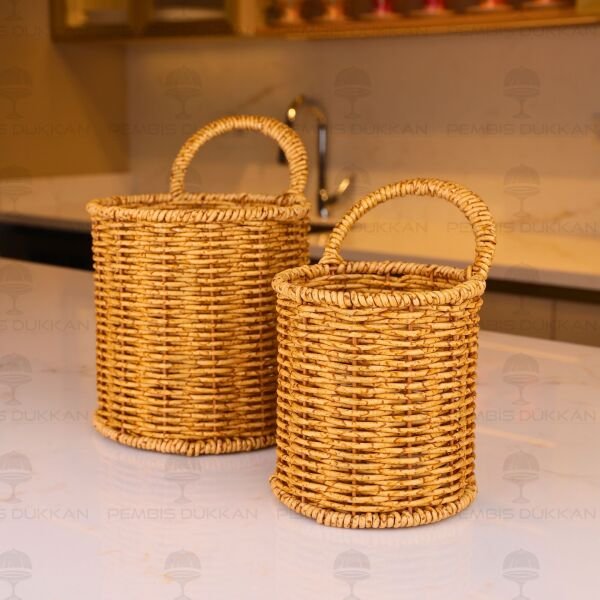 2li Rattan Askılı Küçük Sepet (1531)