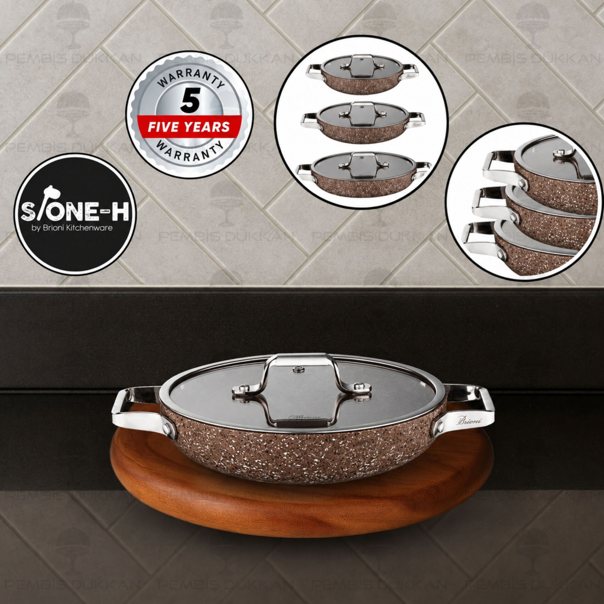 Brioni Stone-Age Terra 22 Cm Kapaklı Sahan