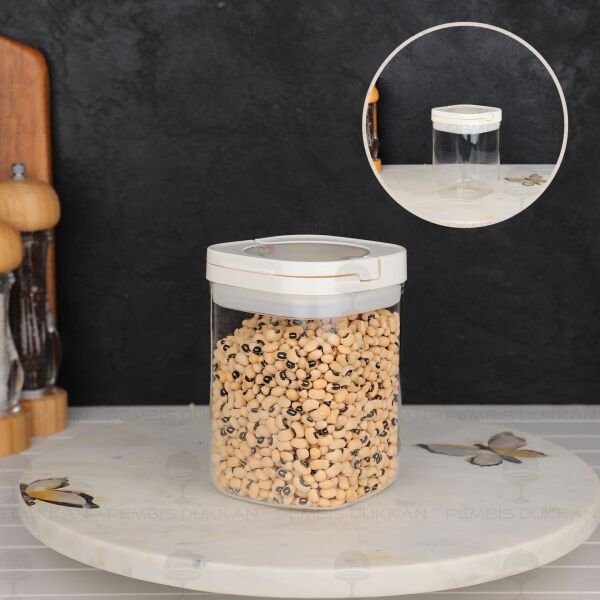 Beyaz Kare Tesora 900ml Vakum Kapak Cam Kavanoz (88502)
