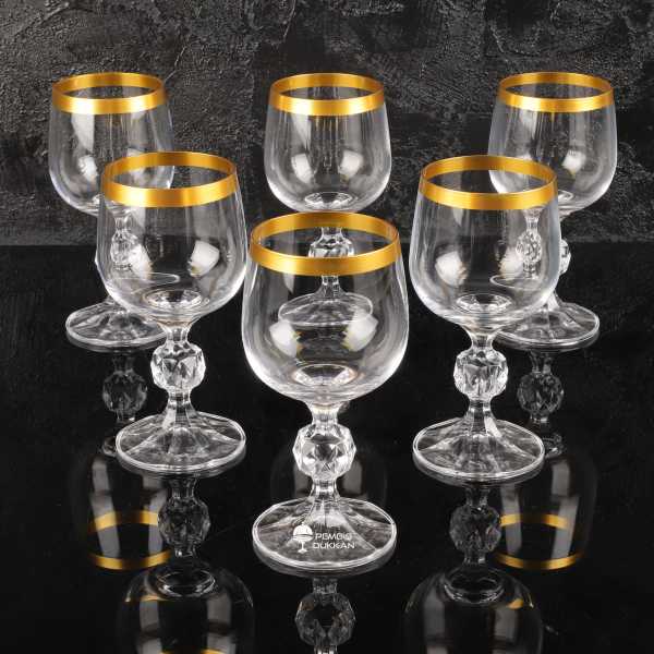 6lı 150ml Sterna Kristal Kahve Yanı Kadeh (Sade Gold Ağızlı)