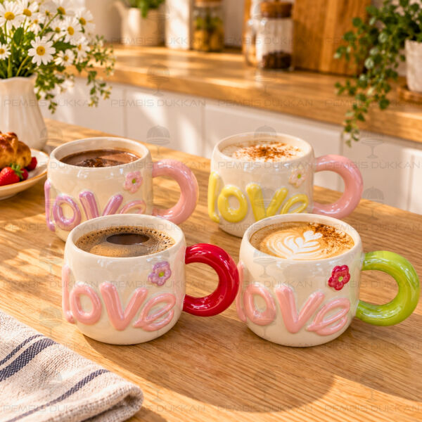 1 Adet Dear 450ml Lüsterli Seramik Kupa (0117) (Renk Seçiniz)