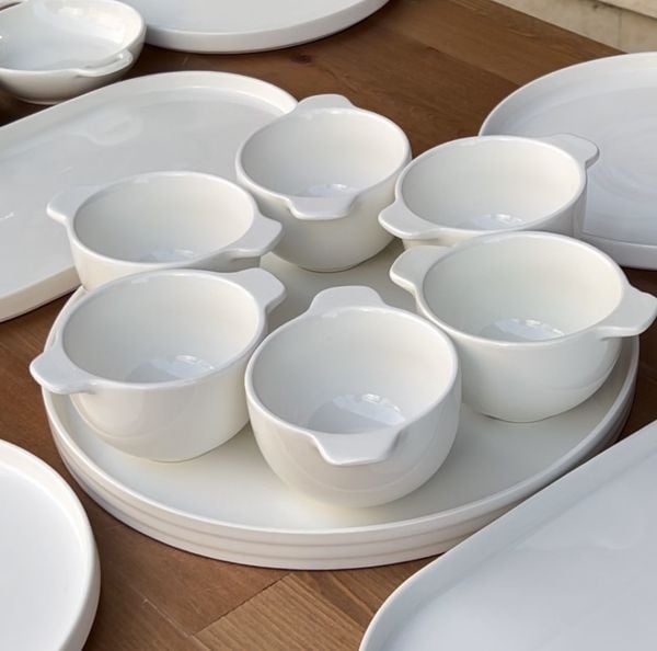 Lotus Masa Ortası Porselen Altlıklı, Çerez & Reçellik Kombin Set 7 (G3479)