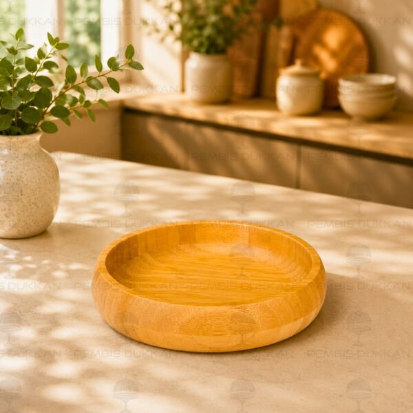 Bambu Yuvarlak 22 cm Basık Kase 7B273