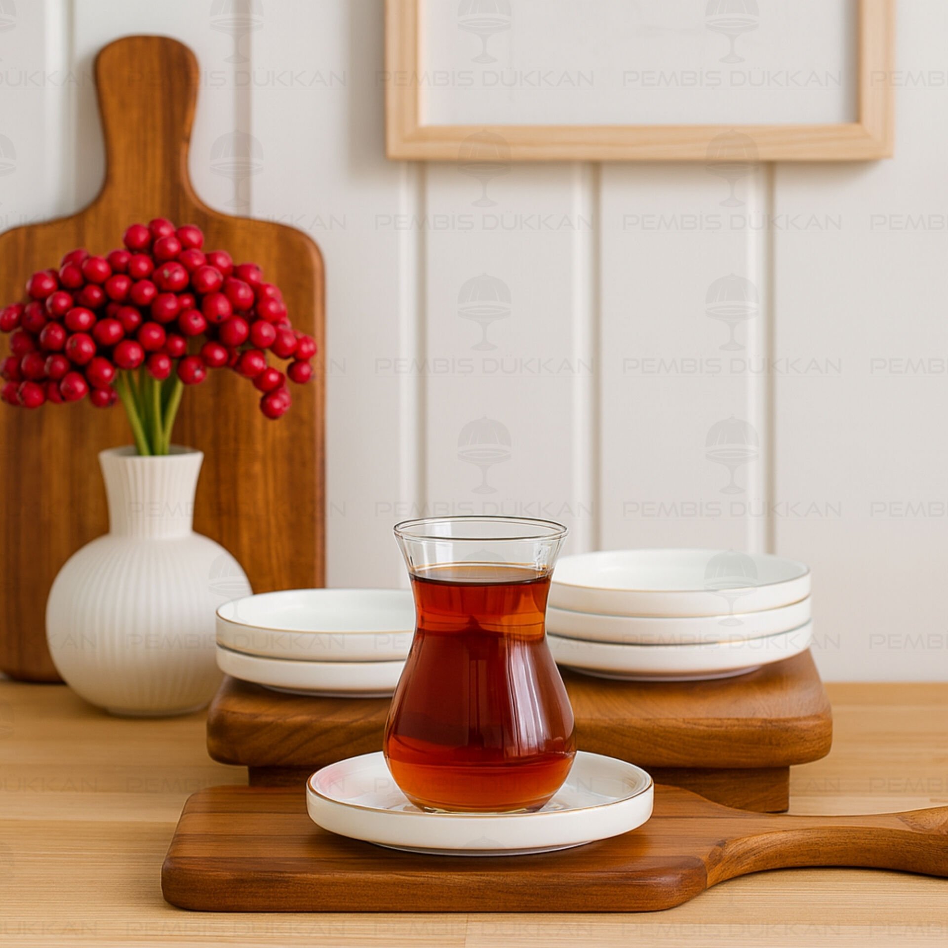 6 Adet Bone Porselen Bonjela Altın Yaldızlı Çay Tabağı (4012)