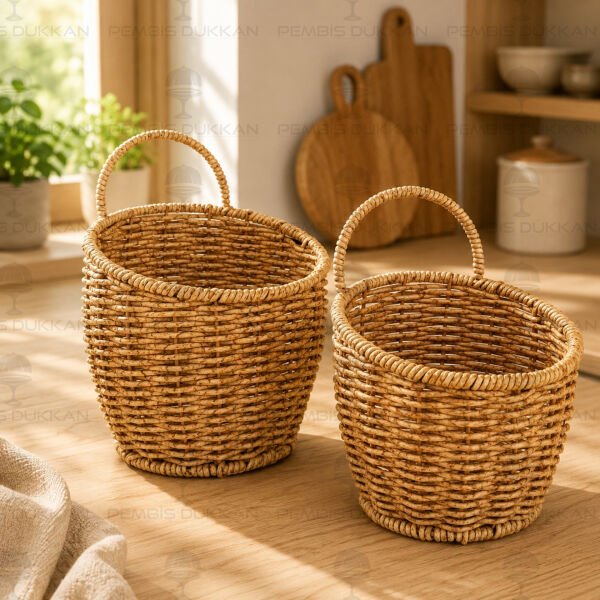2li Rattan Askılı Küçük Sepet (1442)