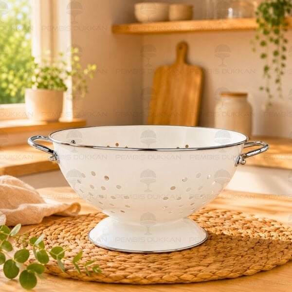 22cm Ayaklı Yuvarlak Çelik Süzgeç 8B96