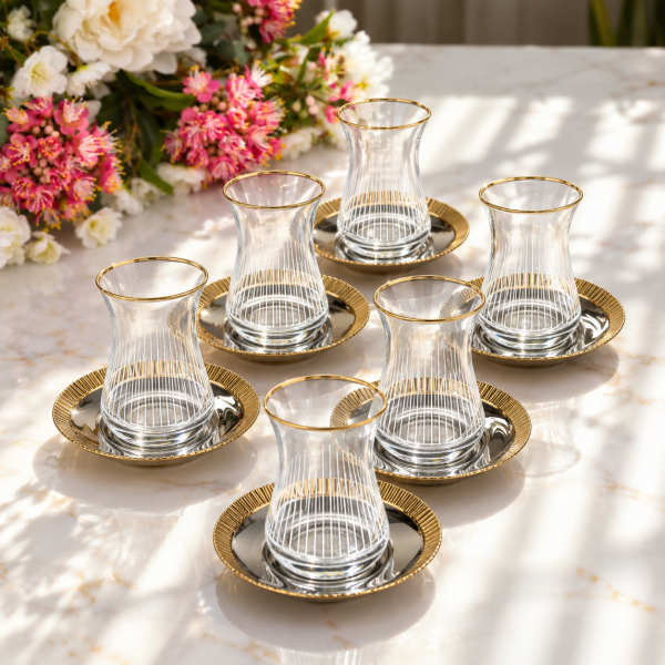 Tiamo Mios Gold 6 Kişilik 12 Parça Çay Set