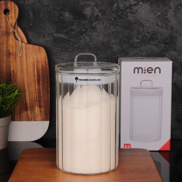 Olid 1400ml Cam Kapaklı, Çizgili Kavanoz (Hj171)
