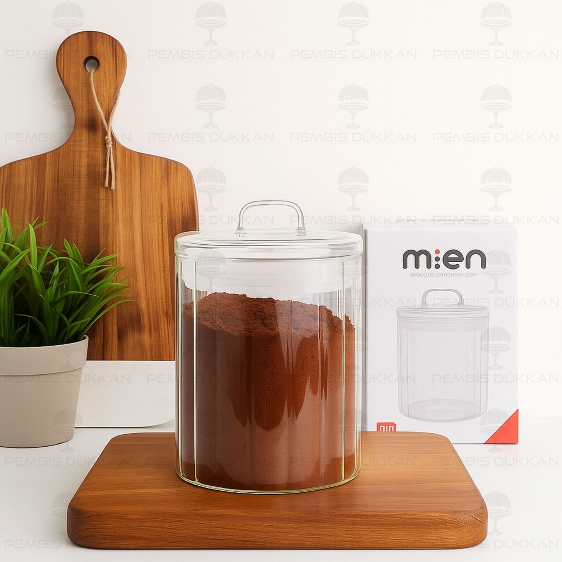 Olid 1000ml Cam Kapaklı, Çizgili Kavanoz (Hj170)