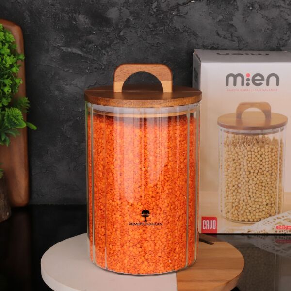 Zahire 2450ml Akasya Kapaklı, Çizgili Kavanoz (Bor 0104)