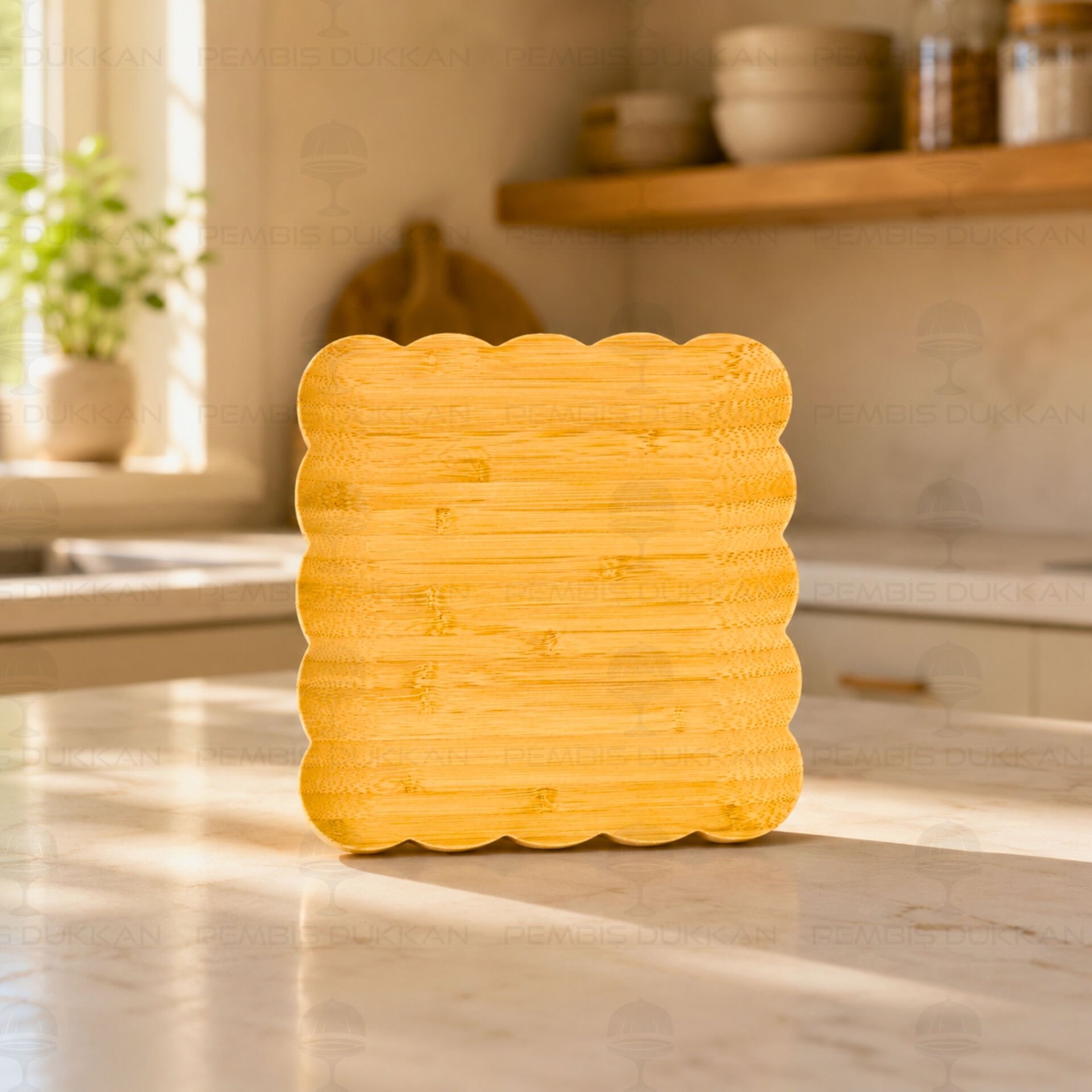 21cm Kare Bambu Çiçek Tabak (1616)