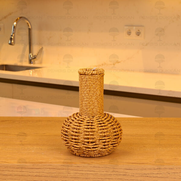Dekoratif Rattan Örgü Mini Vazo (1696)