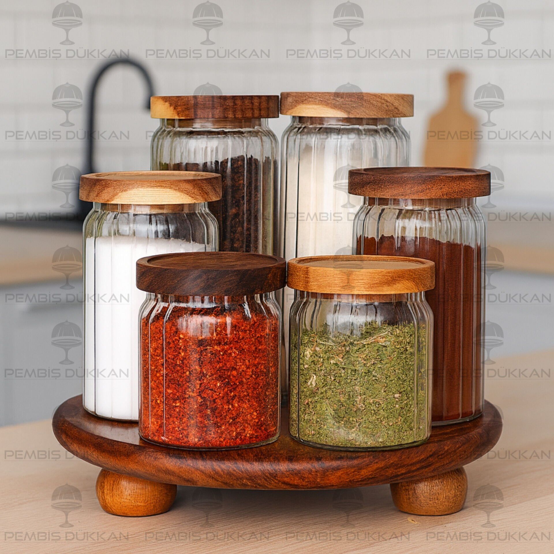 6lı Menny Tezgah Üstü Kavanoz Kombin Set No2 (008+Aks142)