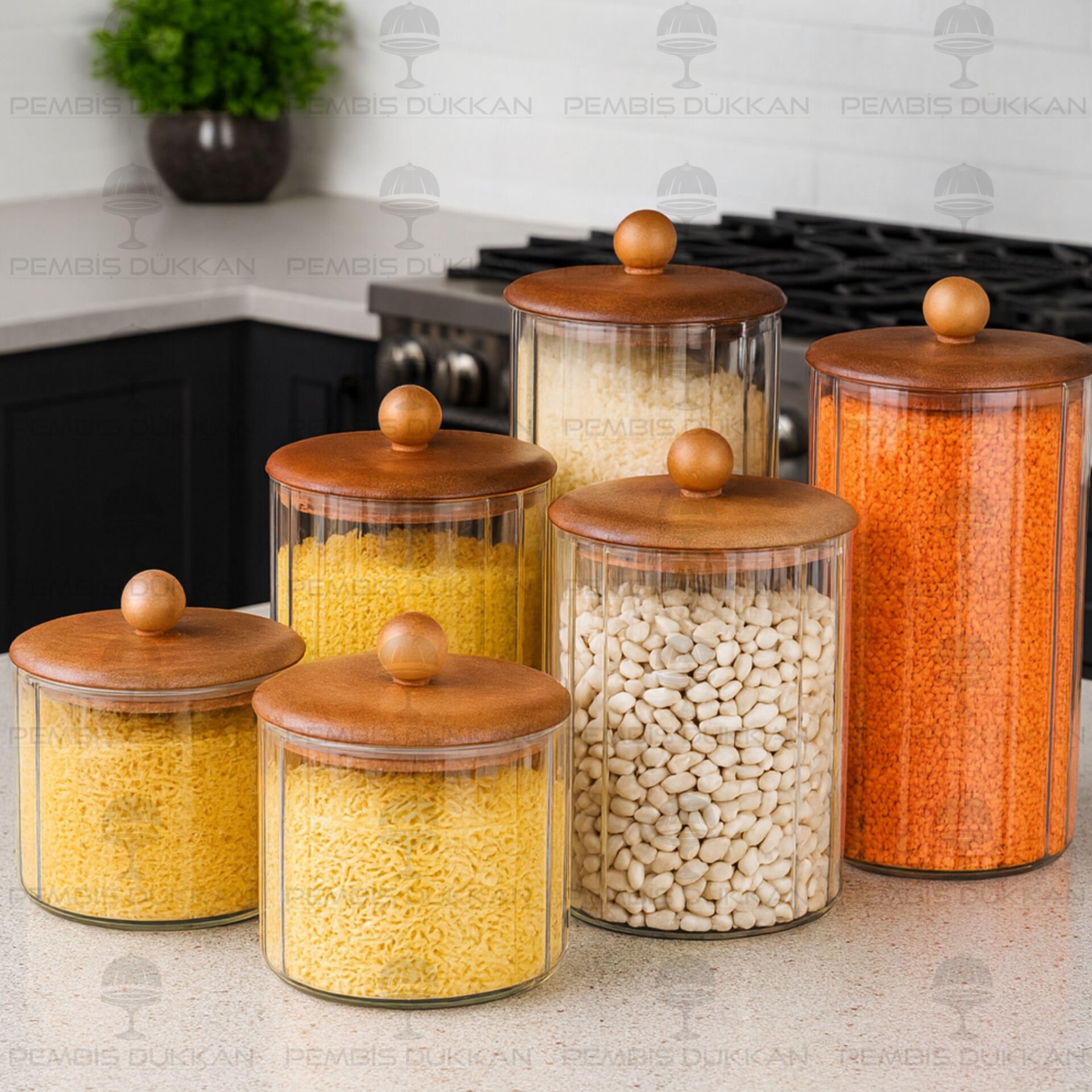 6lı Cavo Çizgili Erzak Kavanoz Set (Bor084-085-086)