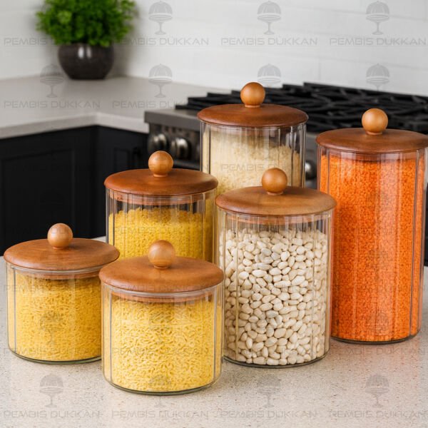 6lı Cavo Çizgili Erzak Kavanoz Set (Bor084-085-086)