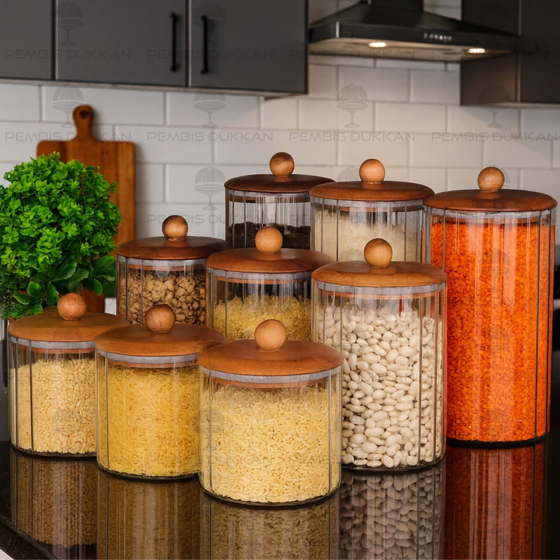 9lu Cavo Çizgili Erzak Kavanoz Set (Bor084-085-086)