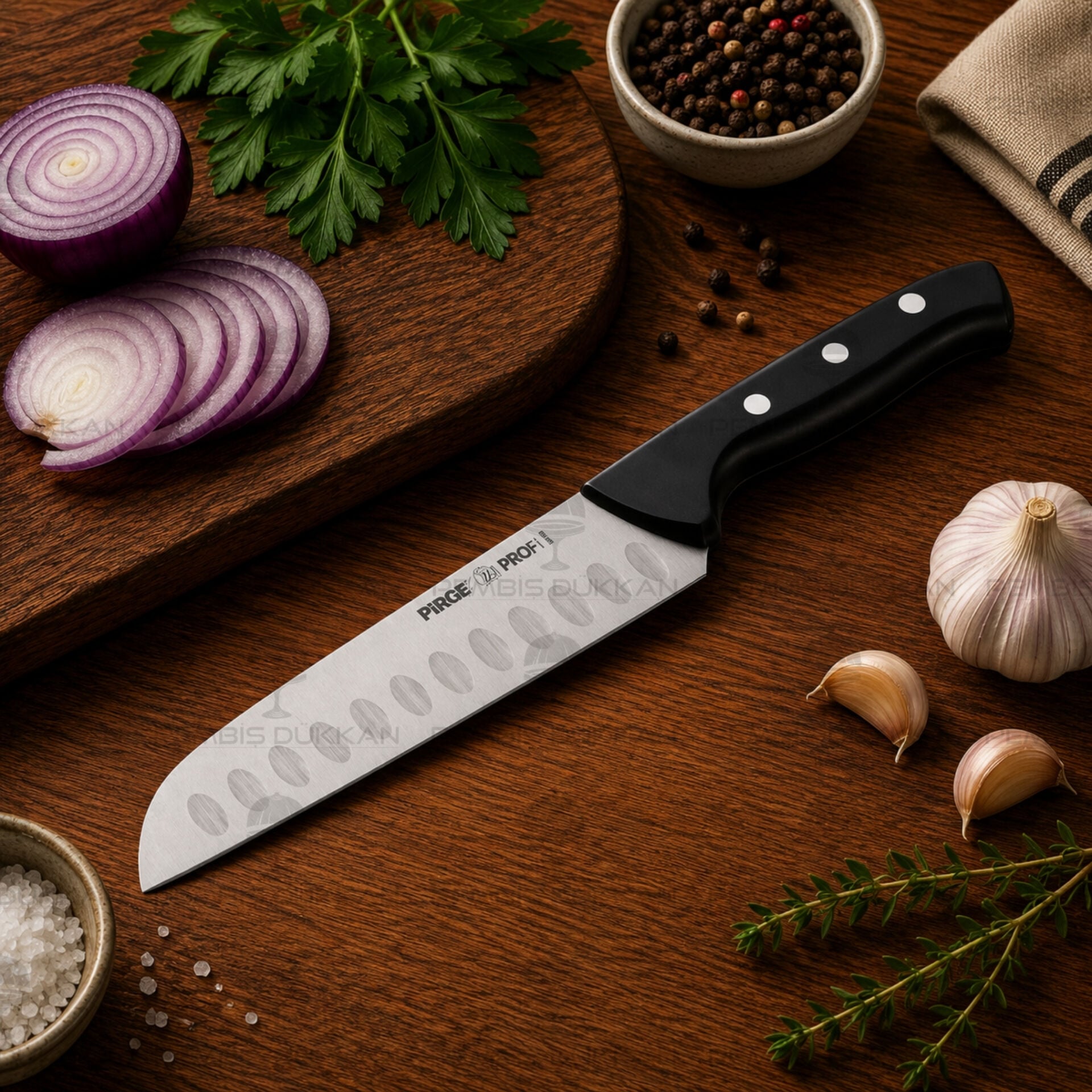 Pirge Profi Santoku Bıçağı Oluklu 17cm - 36168