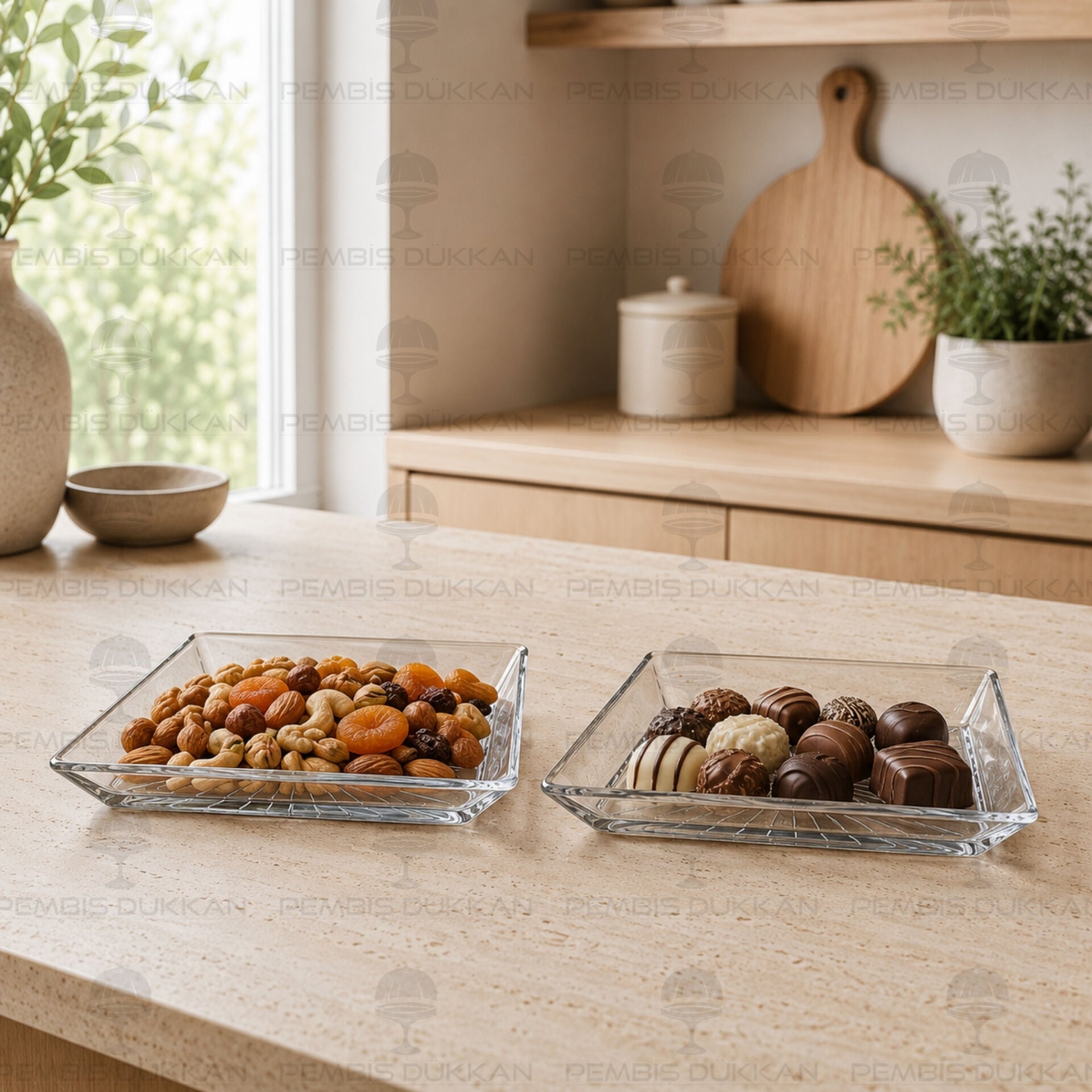 Madlen Crystallin Cam 2li Kare Tatlı Tabak