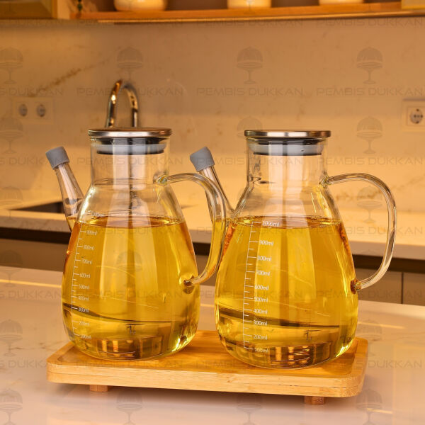 Bambu Altlıklı, 2li Tess Metal Yağdanlık Set (Gla016 + 8b31)