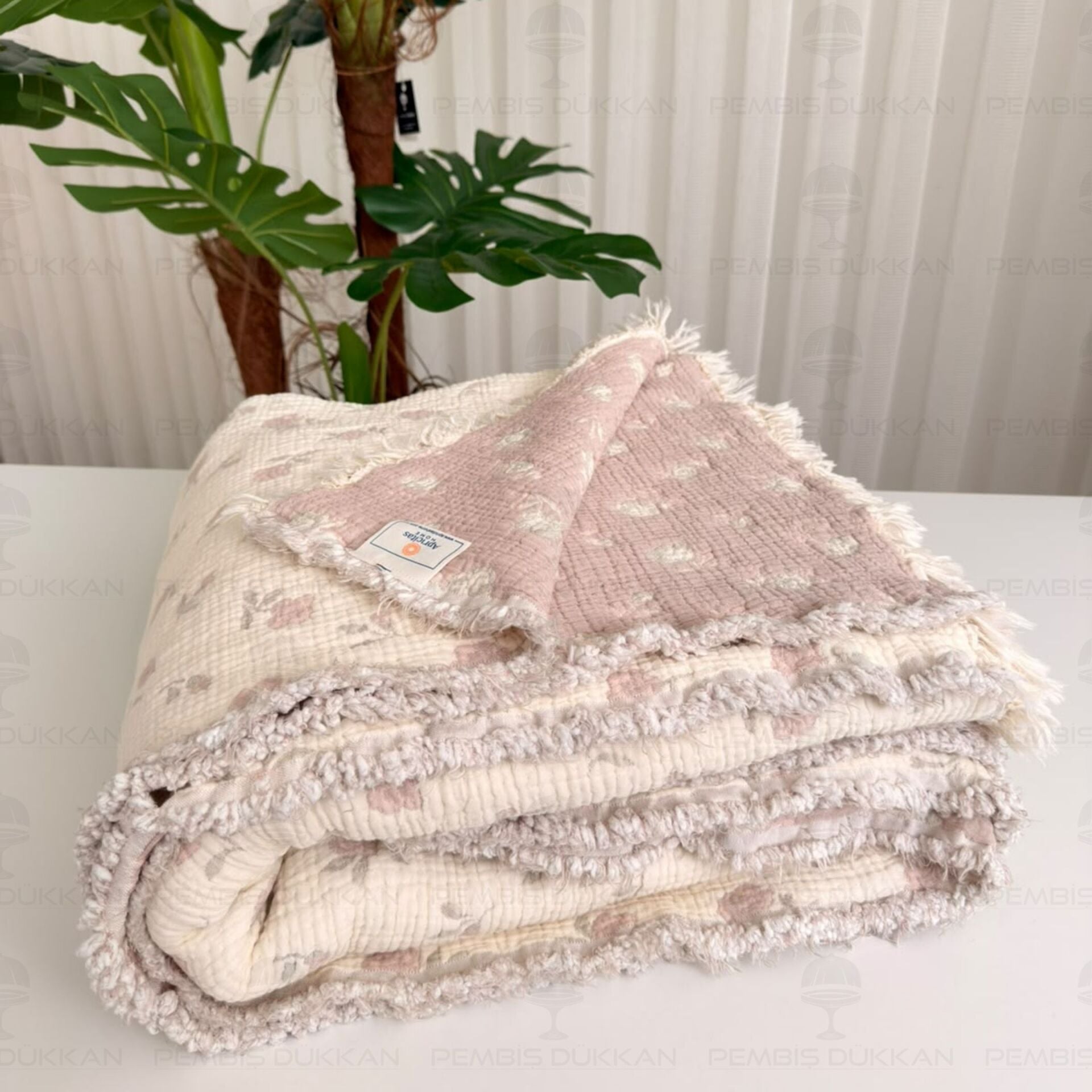 Ella Müslin Tek Kişilik Yatak Örtüsü Blush