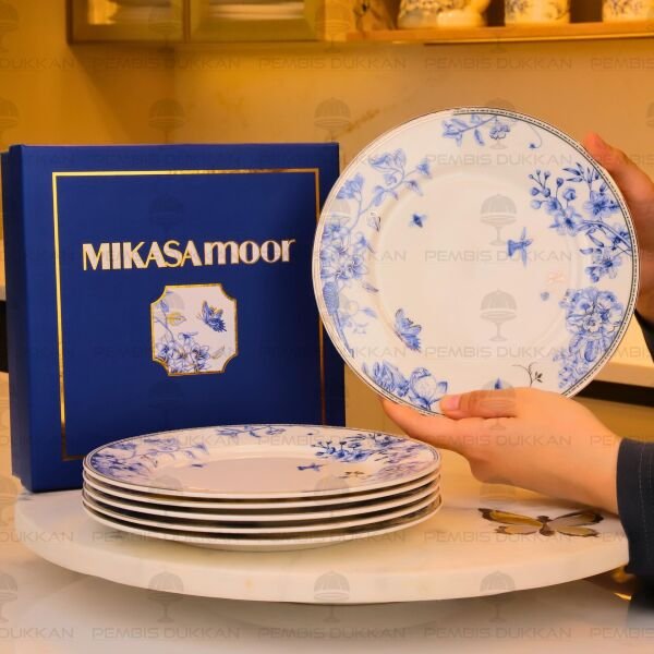 Fili E Fiori Mavi Beyaz 6'lı Pasta Tabağı Takımı 20cm