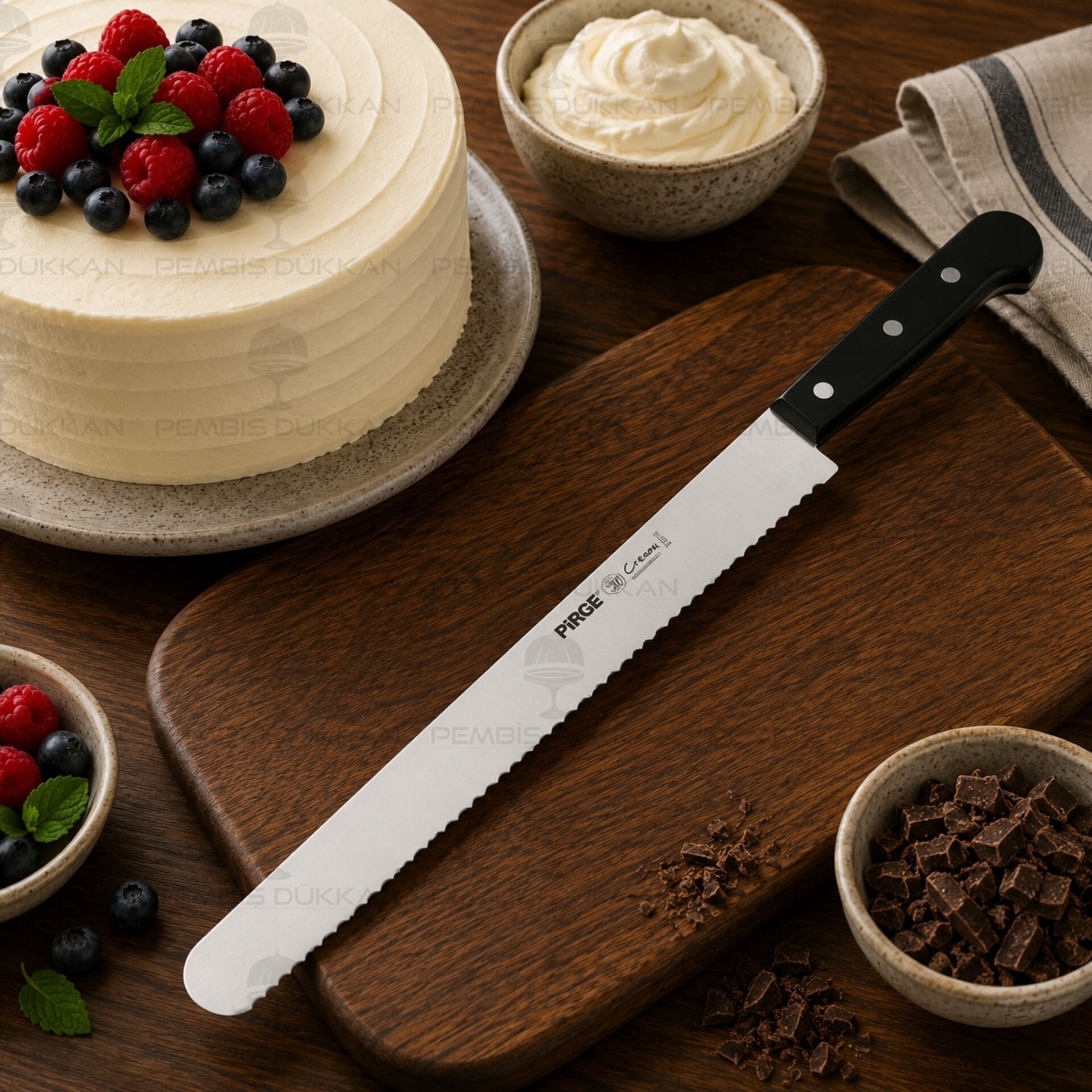 Pirge Creme Geniş Pasta Bıçağı Dişli 30 Cm 71474