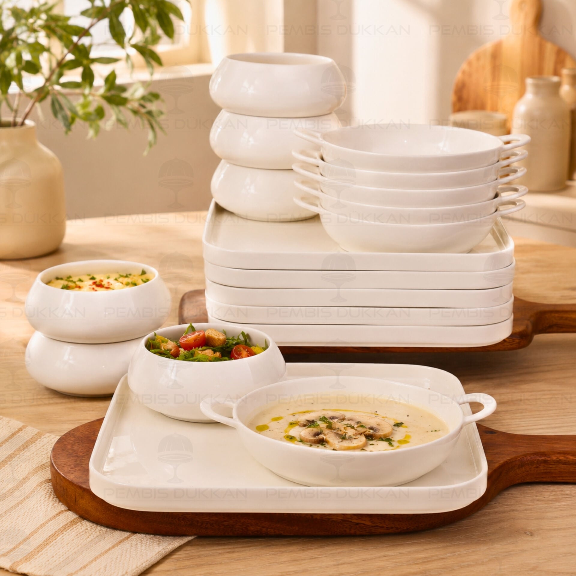 6 Kişilik Bireysel Kare Servis Kombin Set No2