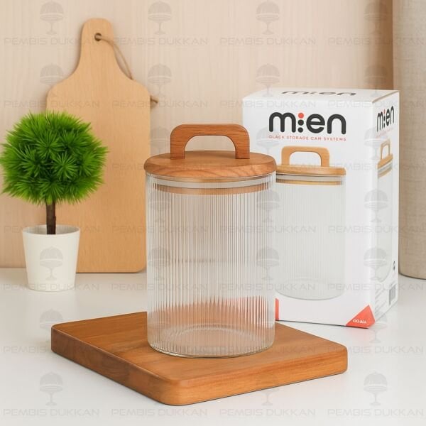 Lines 900ml Akasya Kapaklı, Sık Çizgili Kavanoz (Bor042)