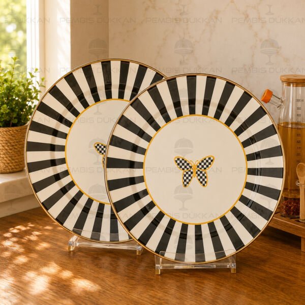 Papillon Emaye 30 cm 2'li Servis Tabağı