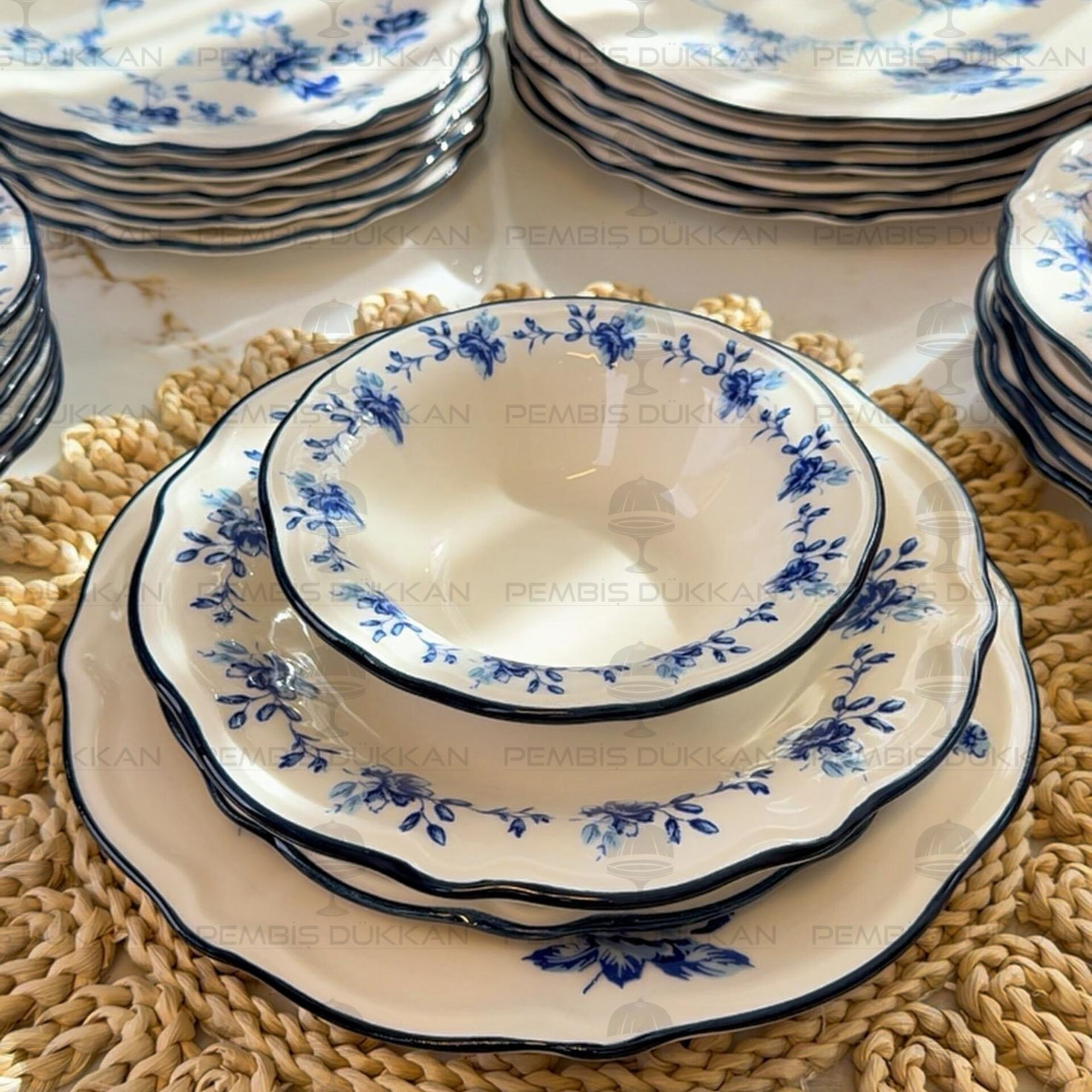 Mavi Vintage 6 Kişilik 24 Parça Yemek Takımı
