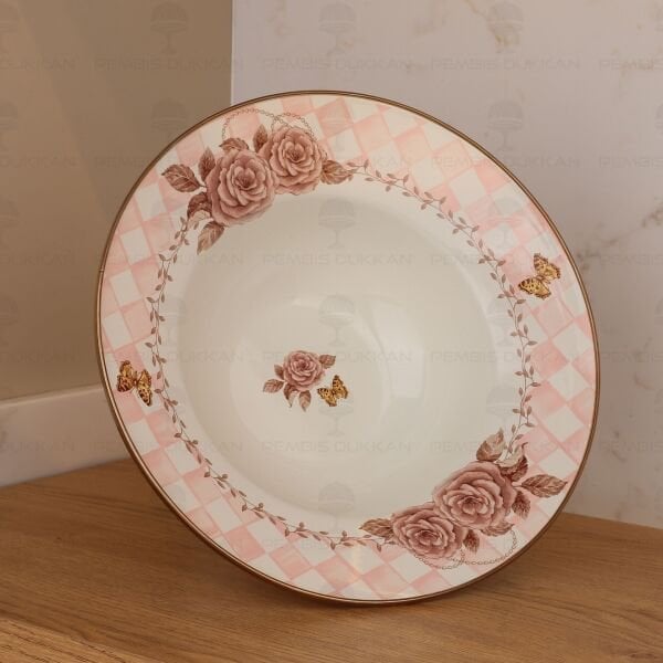 Rosadora Emaye Ayaklı Meyvelik 30 cm