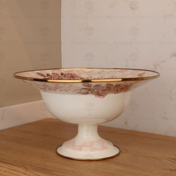 Rosadora Emaye Ayaklı Meyvelik 30 cm