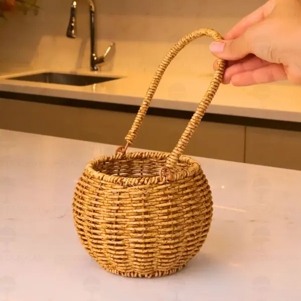 Bohem Rattan Kulplu Küçük Sepet (1686)