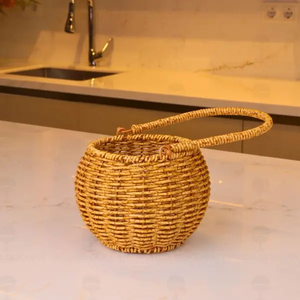 Bohem Rattan Kulplu Küçük Sepet (1686)