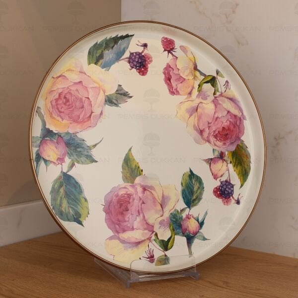 Rose Deluxe Emaye 32cm Sunum Tepsi