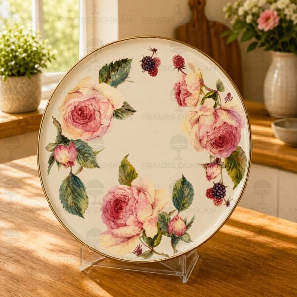 Rose Deluxe Emaye 32cm Sunum Tepsi