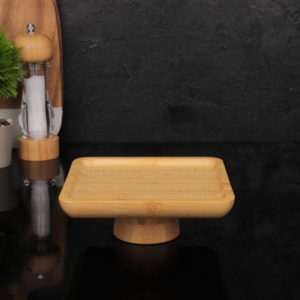 Bambu 17cm Kare, Çıkarılabilir Ayaklı Küçük Sunumluk (1290)