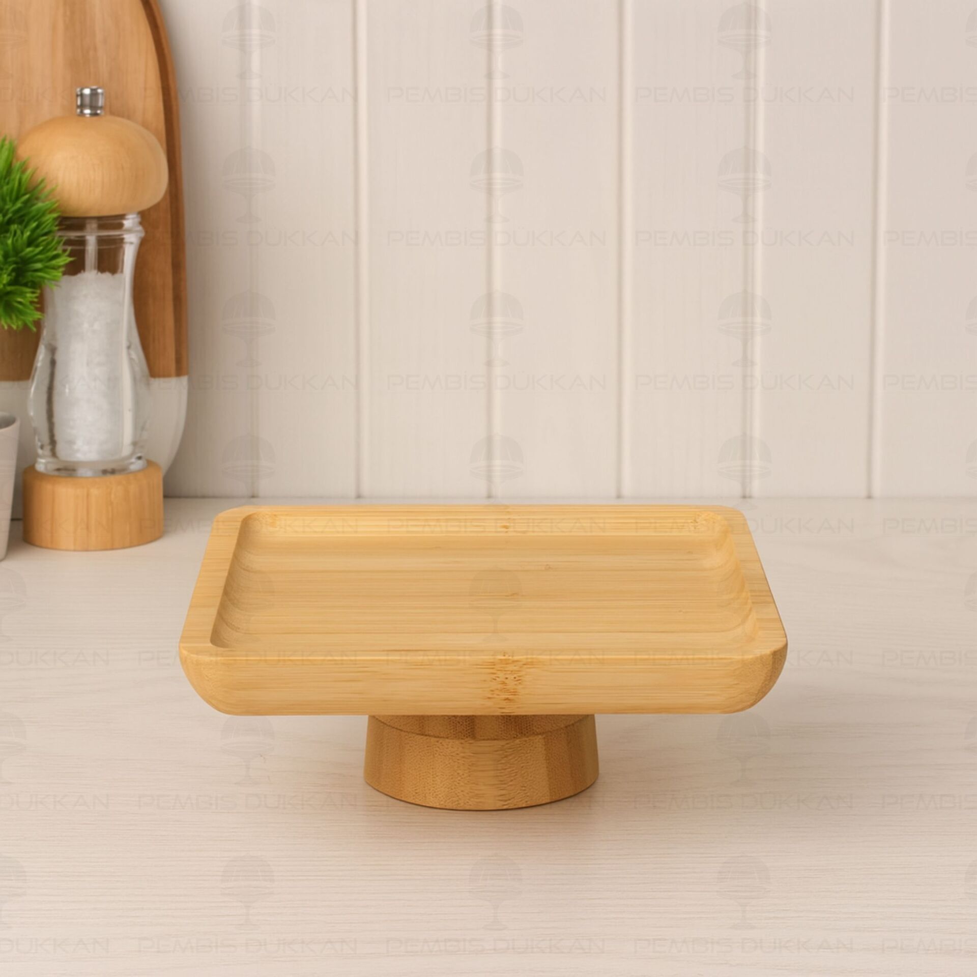 Bambu 17cm Kare, Çıkarılabilir Ayaklı Küçük Sunumluk (1290)