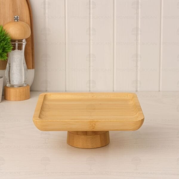 Bambu 17cm Kare, Çıkarılabilir Ayaklı Küçük Sunumluk (1290)