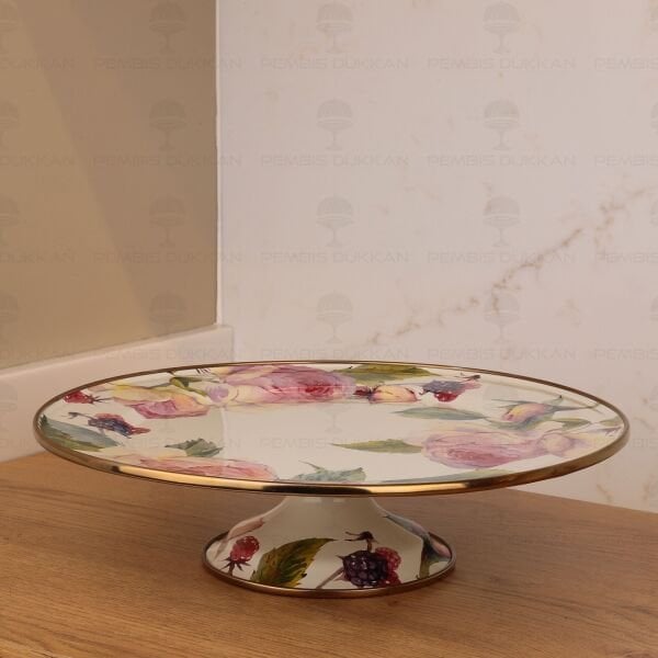 Rose Deluxe Emaye 30cm Ayaklı Pasta Standı