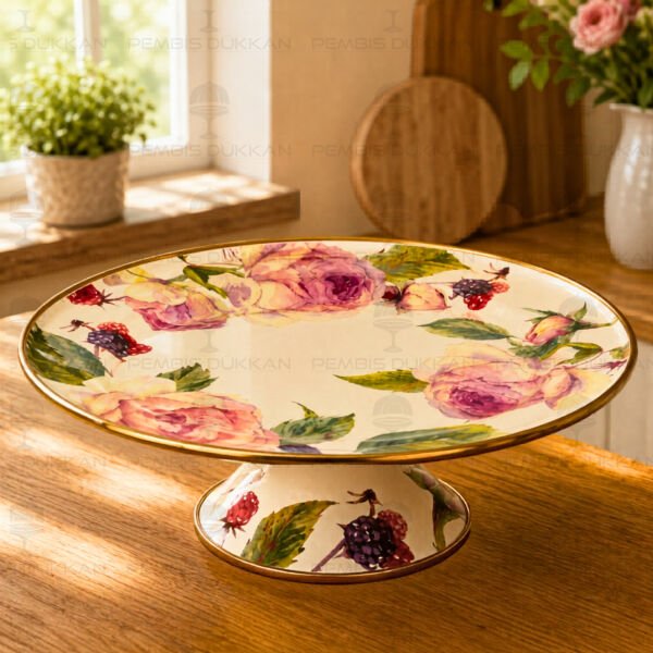 Rose Deluxe Emaye 30cm Ayaklı Pasta Standı