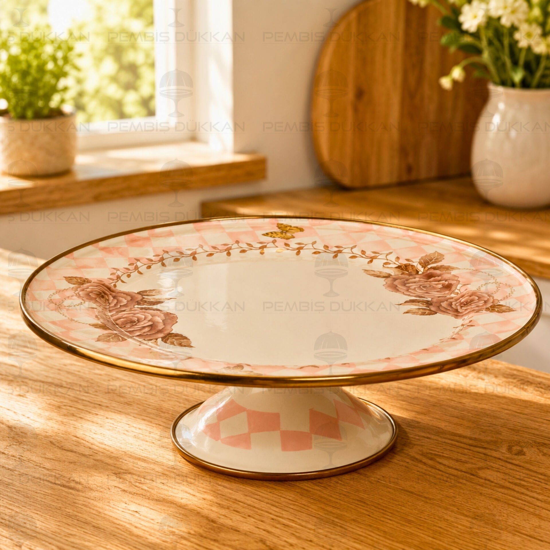 Rosadora Emaye 30cm Ayaklı Pasta Standı