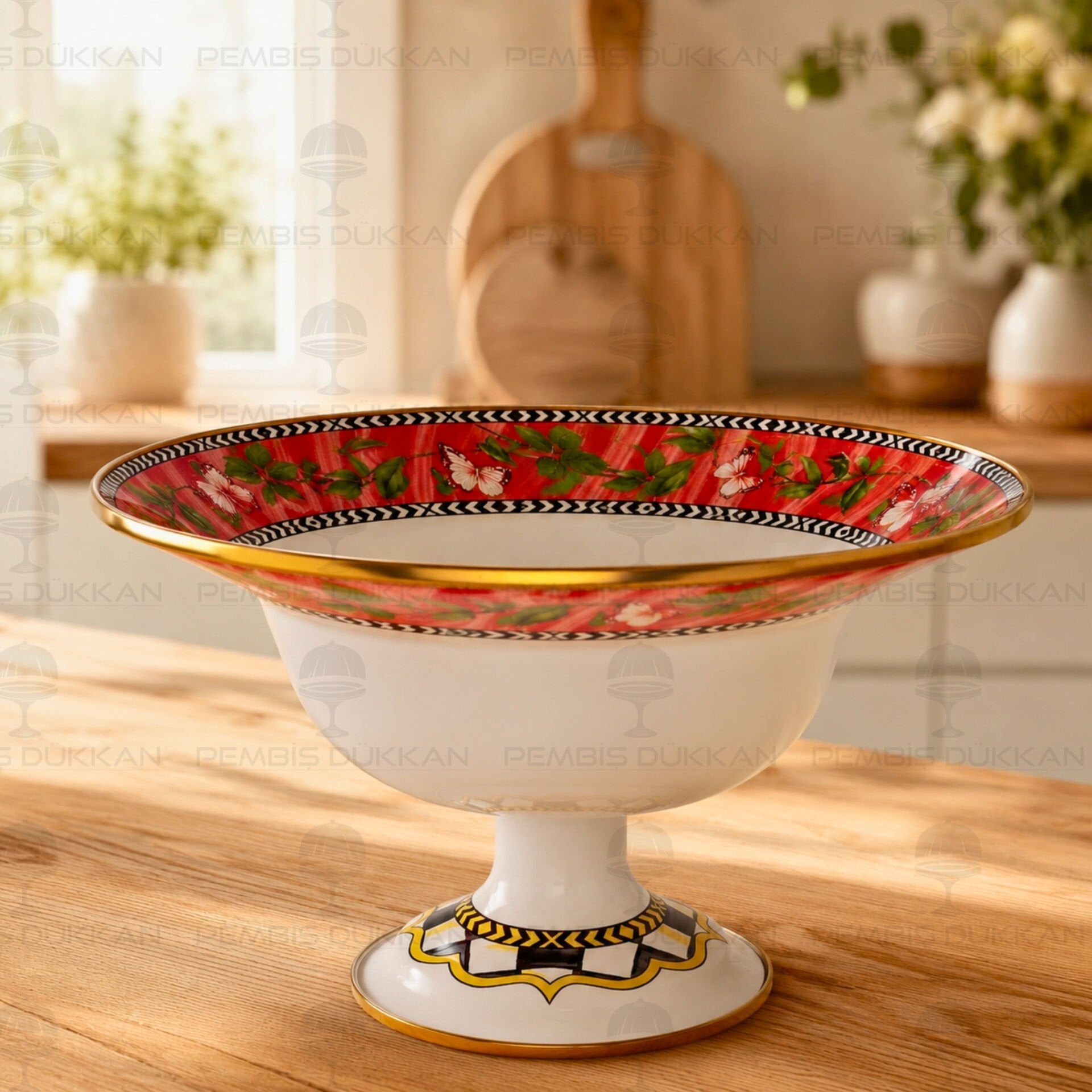 Paradise Emaye 30cm Ayaklı Meyvelik