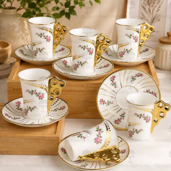 6 Kişilik Rose Flowers Fincan Takımı