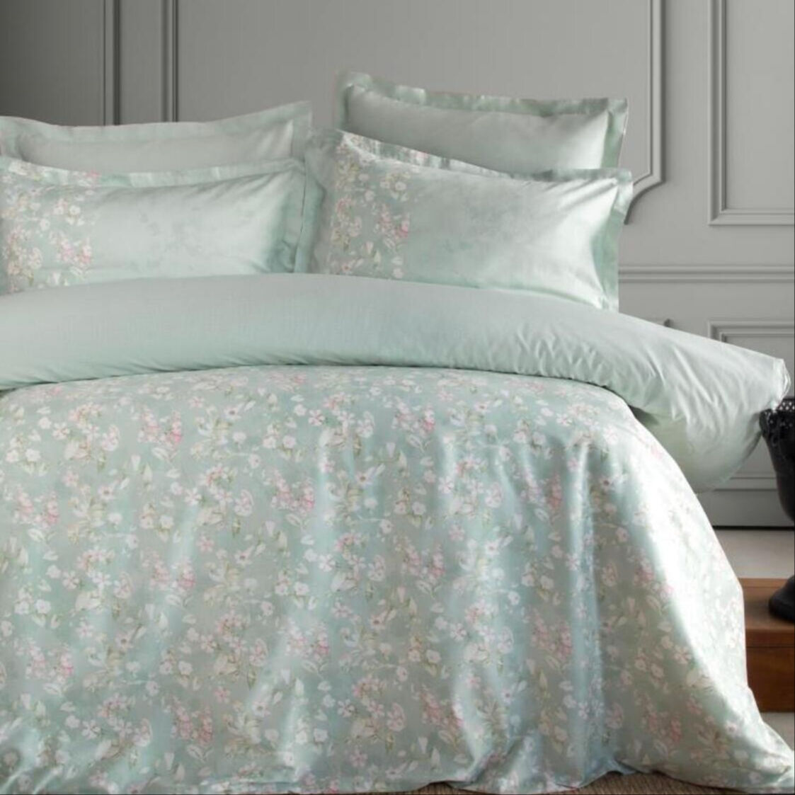 Franny Elegance Adaçayı Pamuk Saten Çift Kişilik Nevresim Takımı