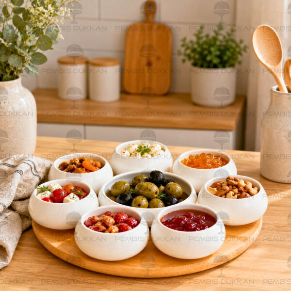 Vento Masa Ortası Bambu Standlı Reçellik Kombin Set 8