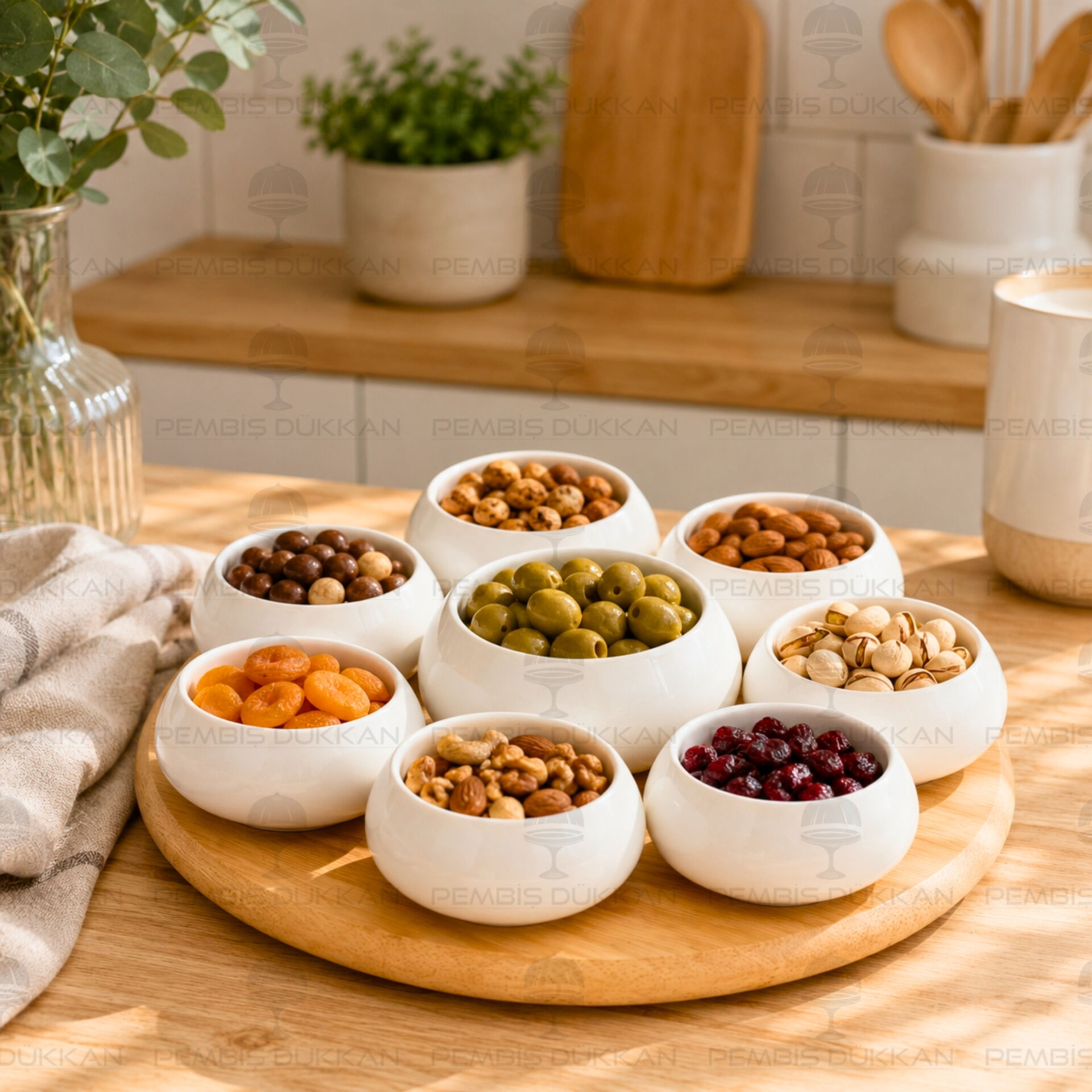 Vento Masa Ortası Bambu Standlı Reçellik Kombin Set 9