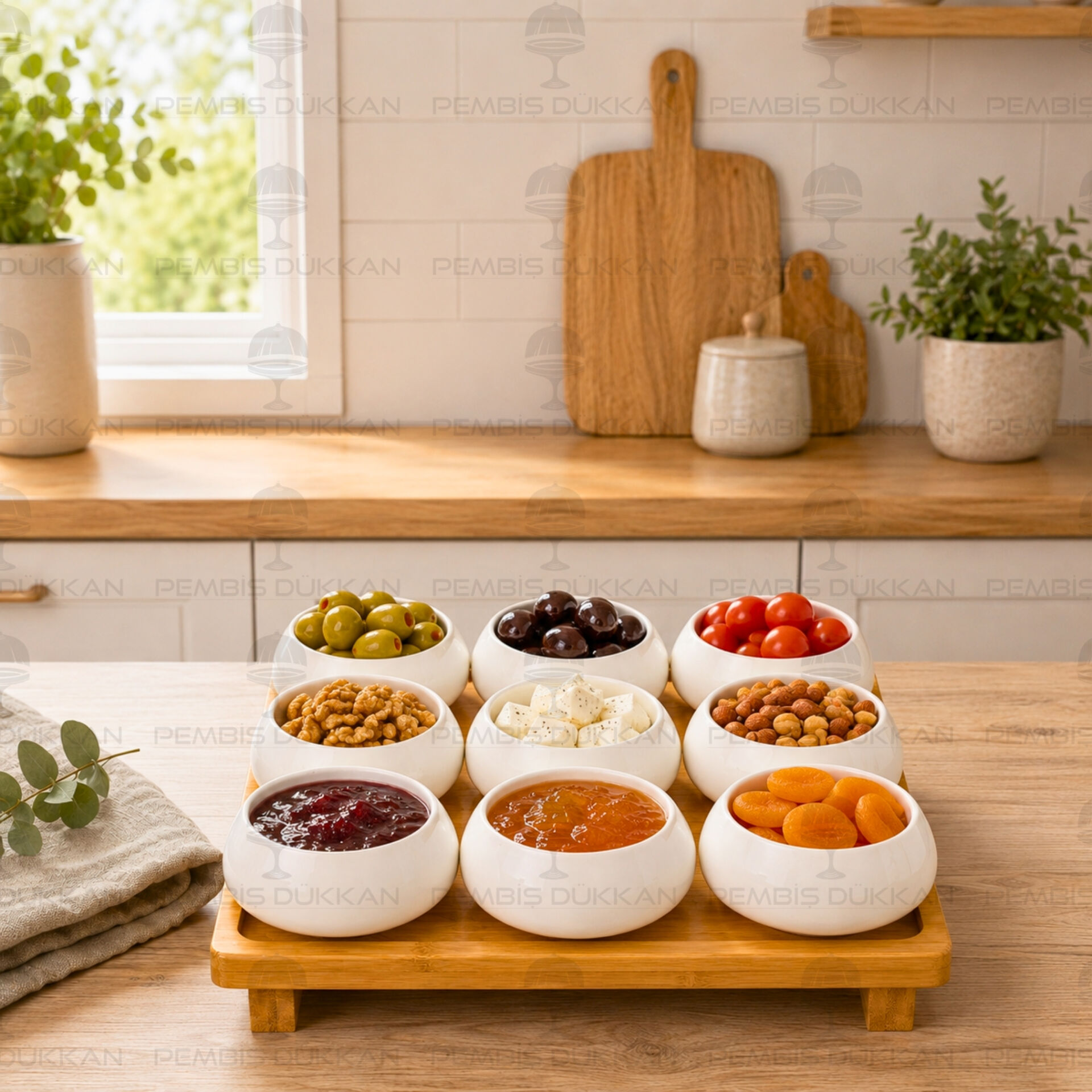 Vento Masa Ortası Bambu Standlı Reçellik Kombin Set 11