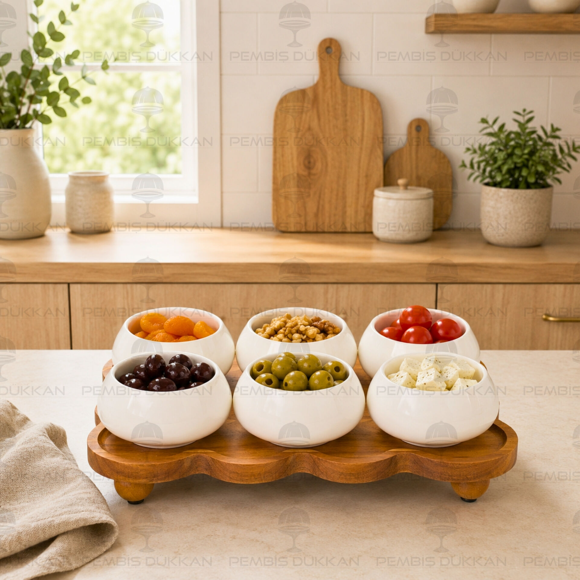 Vento Masa Ortası Akasya Standlı Reçellik Kombin Set 11