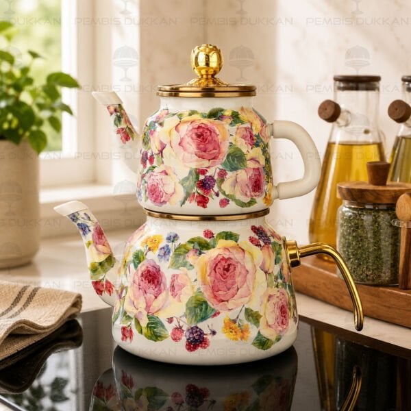 Rose Deluxe Emaye Çaydanlık